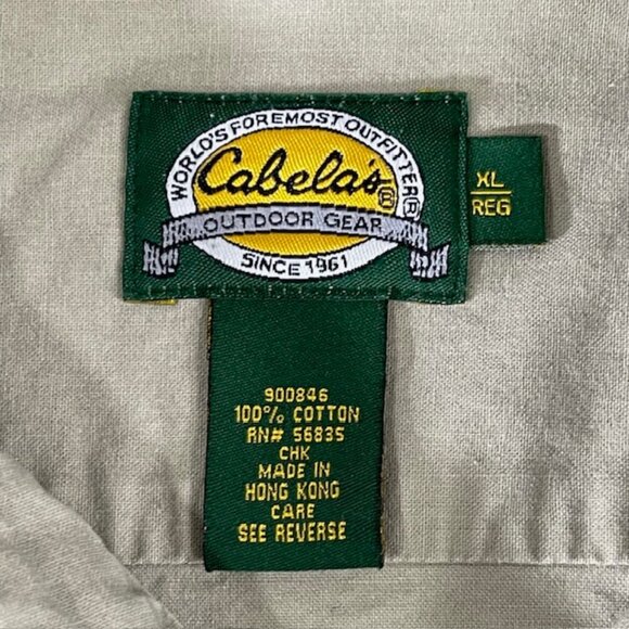 Cabela's Men's XL Safari Button Up Zip Pockets Utility Shirt Hunting Tan Roll up - Picture 5 of 10